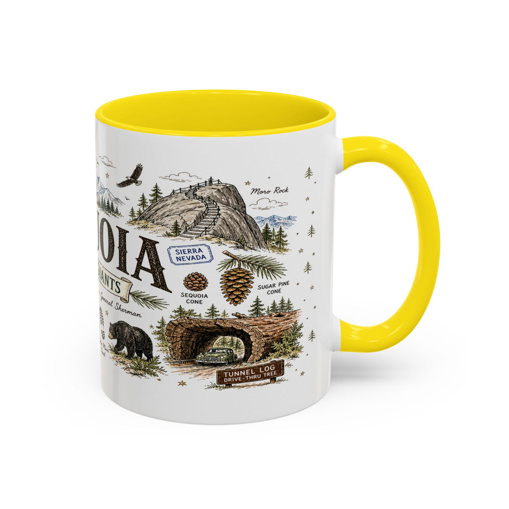 Sequoia Coffee Mug | National Park Hiking California Gift | Accent Color Ceramic 11oz 15oz