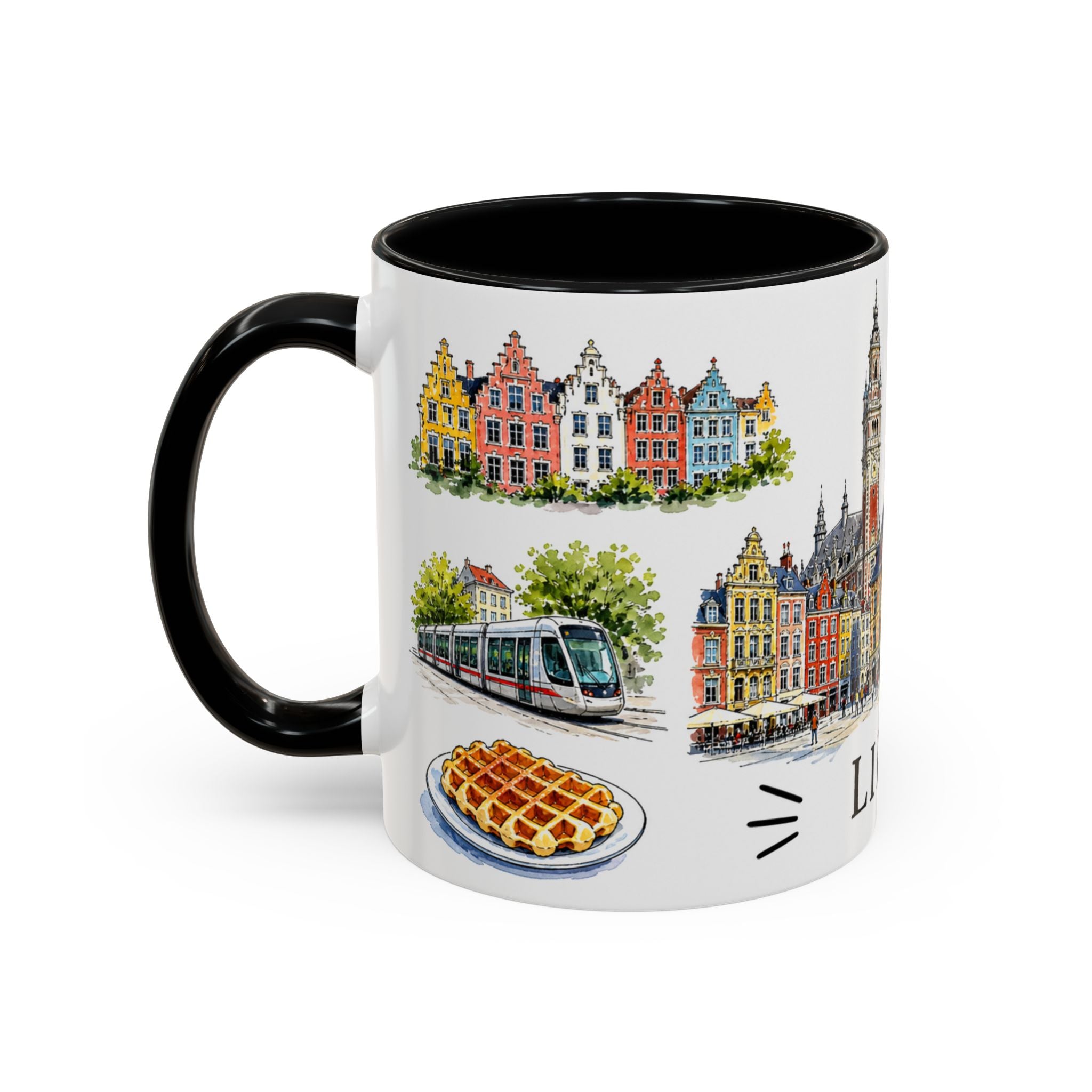 Lille Illustrated Travel Mug | City Souvenir Accent Coffee Mug | 11oz 15oz Ceramic Cup