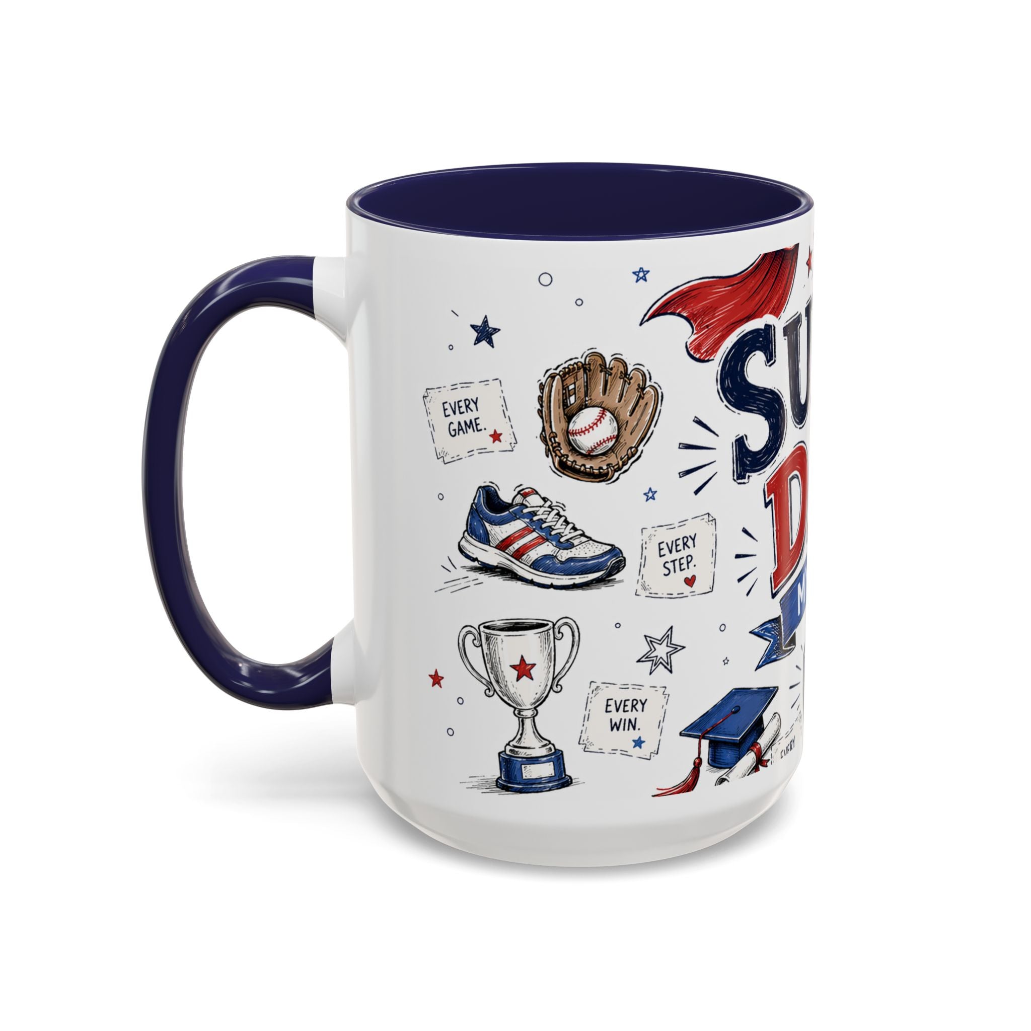Super Dad My Hero Coffee Mug | Father's Day Gift for Dad | Accent Color Ceramic 11oz 15oz