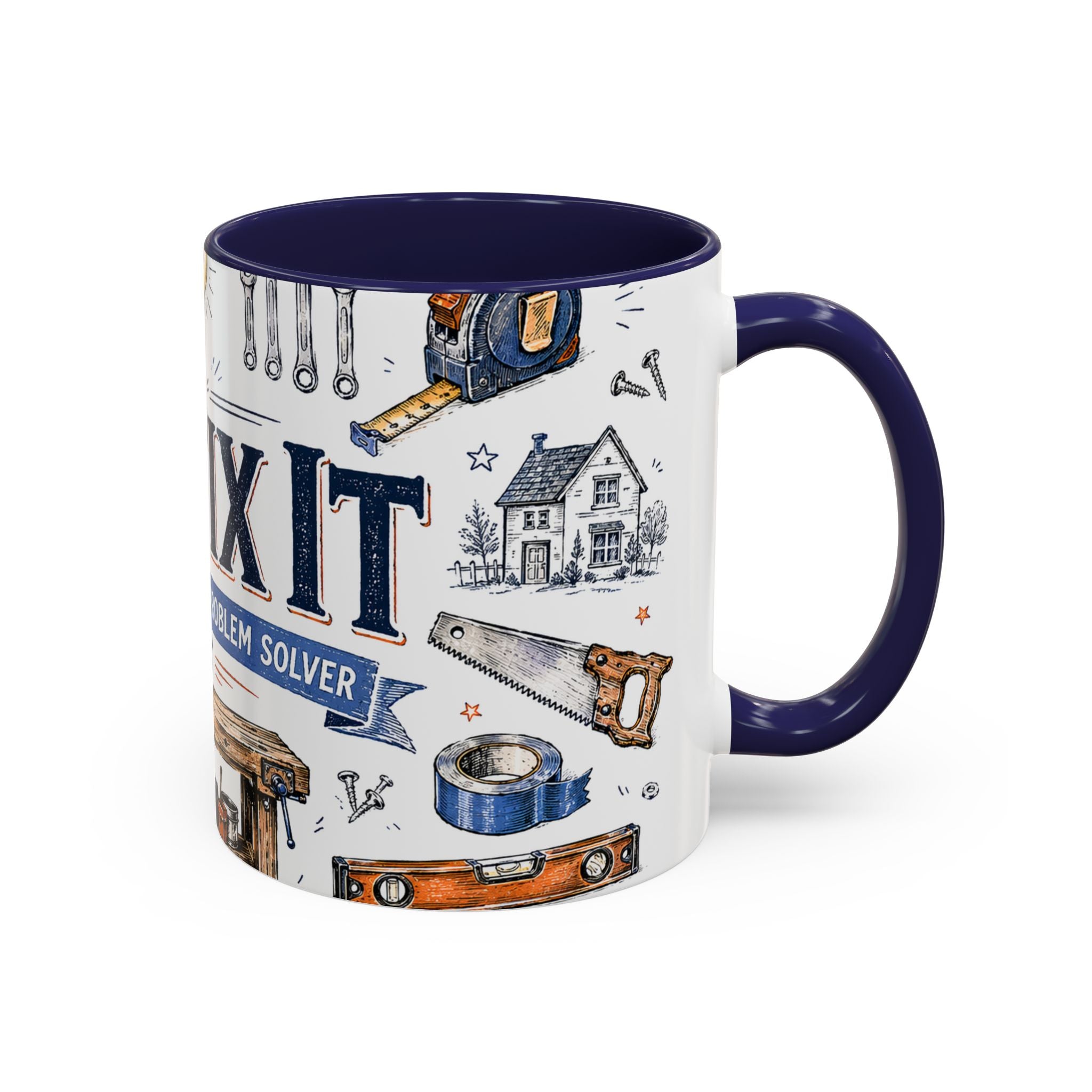 Mr Fix It Coffee Mug | Father's Day Gift for Dad | Accent Color Ceramic 11oz 15oz