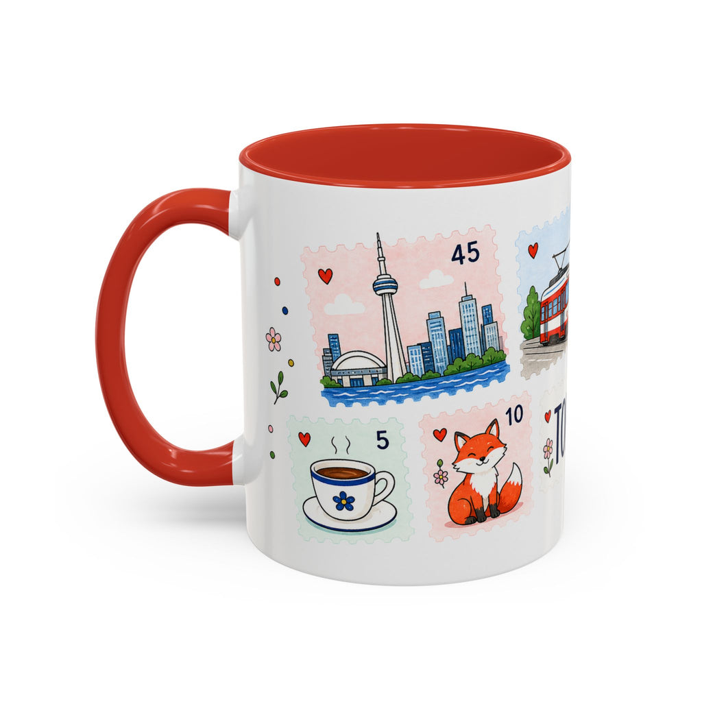 Toronto Coffee Mug | Postage Stamp Collage Mug | Travel Souvenir Accent Cup 11oz 15oz