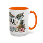 Honolulu Coffee Mug | United States Travel Souvenir | Vintage Illustrated City Gift | 11 oz 15 oz Accent Mug
