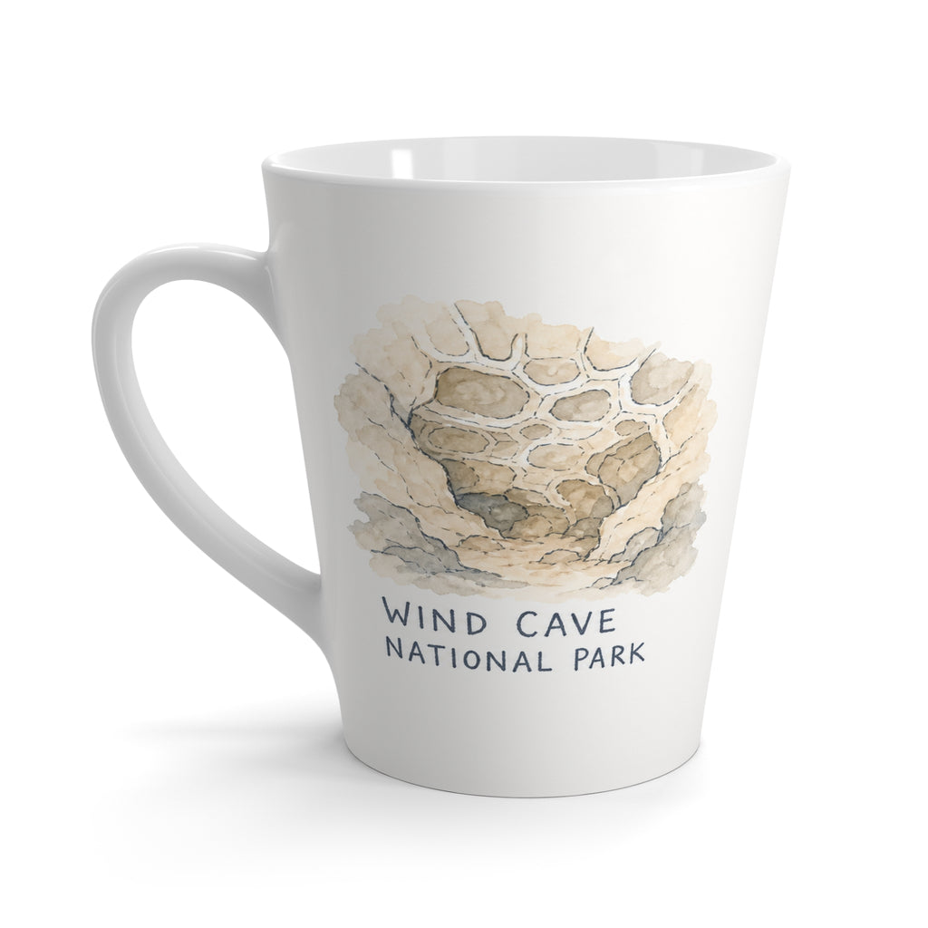 Wind Cave National Park Latte Mug | Pastel Watercolor Nature Coffee Cup | 12 oz Travel Souvenir Gift