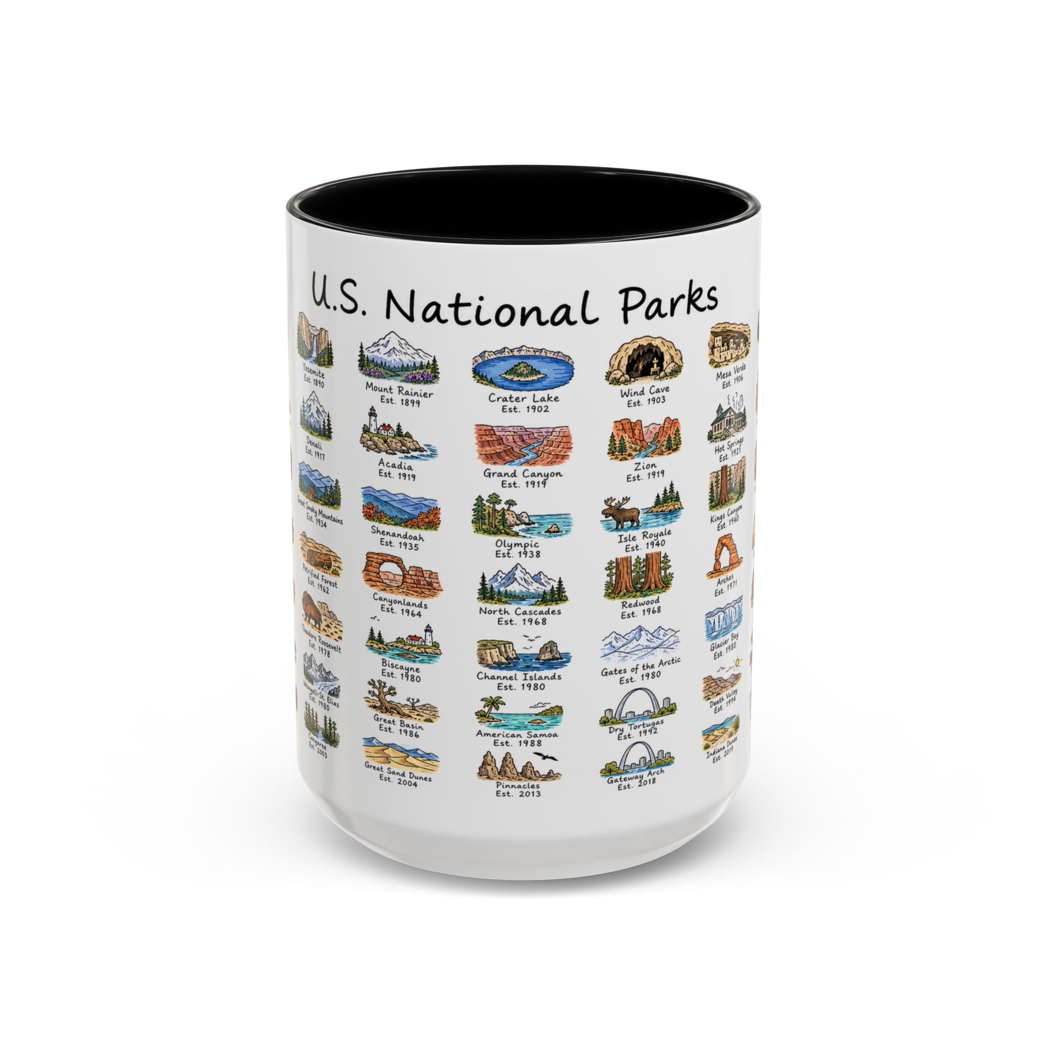 63 National Parks Mug | U.S. Parks Coffee Cup | Park Bucket List Gift | Road Trip Hiking Camping Souvenir
