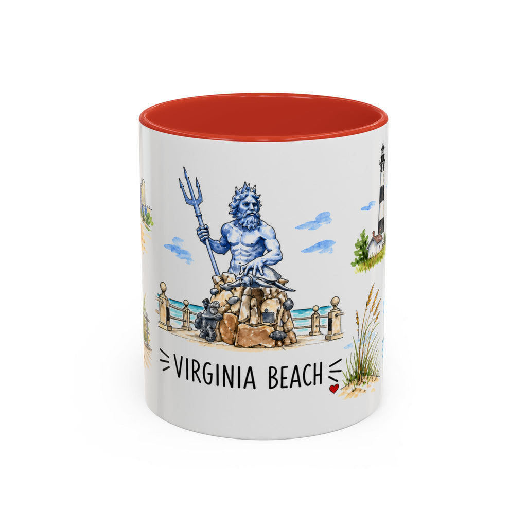 Virginia Beach Illustrated Travel Mug | City Souvenir Accent Coffee Mug | 11oz 15oz Ceramic Cup