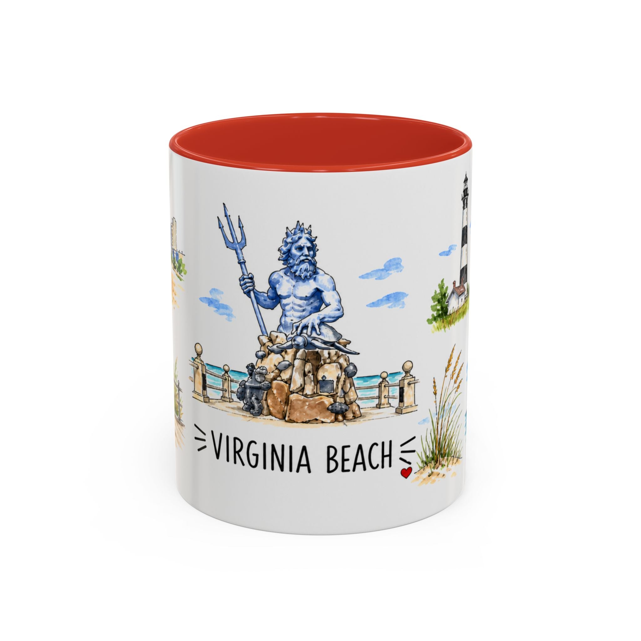 Virginia Beach Illustrated Travel Mug | City Souvenir Accent Coffee Mug | 11oz 15oz Ceramic Cup
