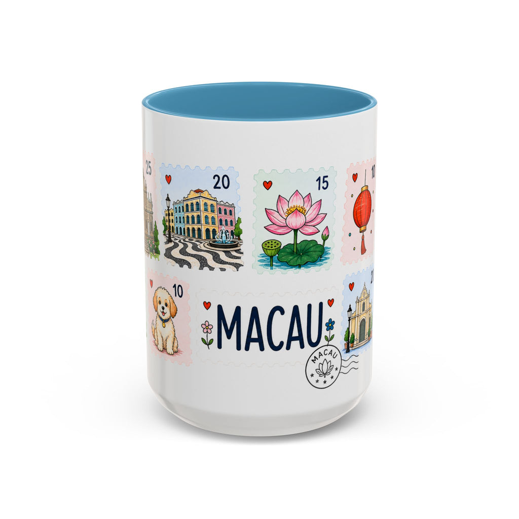 Macau Coffee Mug | Postage Stamp Collage Mug | Travel Souvenir Accent Cup 11oz 15oz