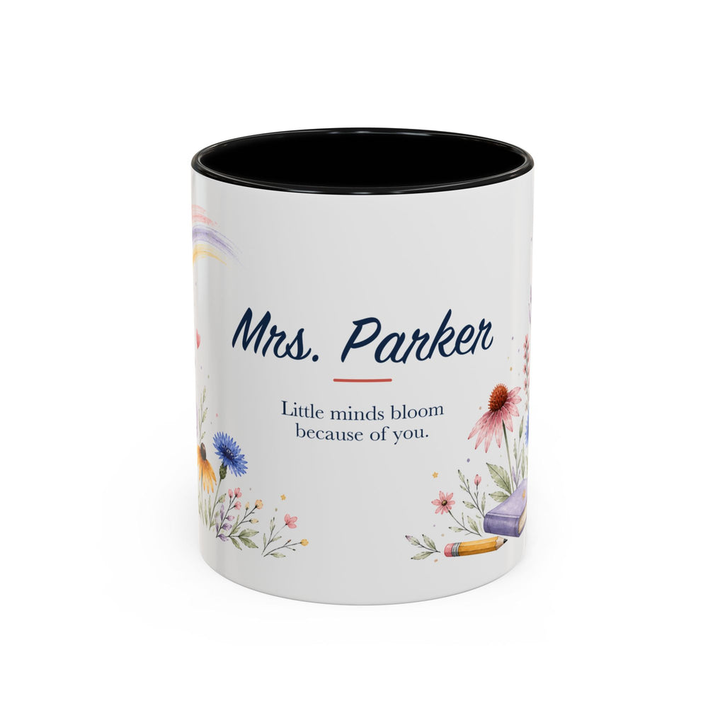 Personalized Kindergarten Teacher Mug | Custom Name Wildflower Rainbow Cup | Back to School Gift