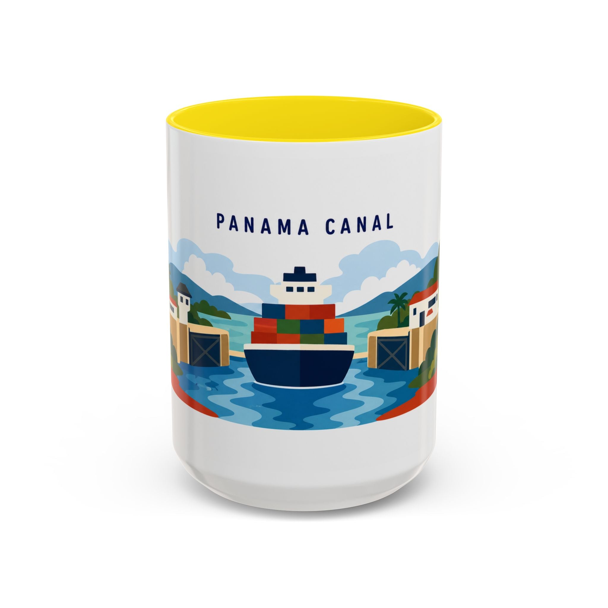 Panama Canal Coffee Mug | Travel Destination Souvenir Gift | Accent Color Ceramic 11oz 15oz