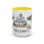 Helsinki Illustrated Travel Mug | City Souvenir Accent Coffee Mug | 11oz 15oz Ceramic Cup