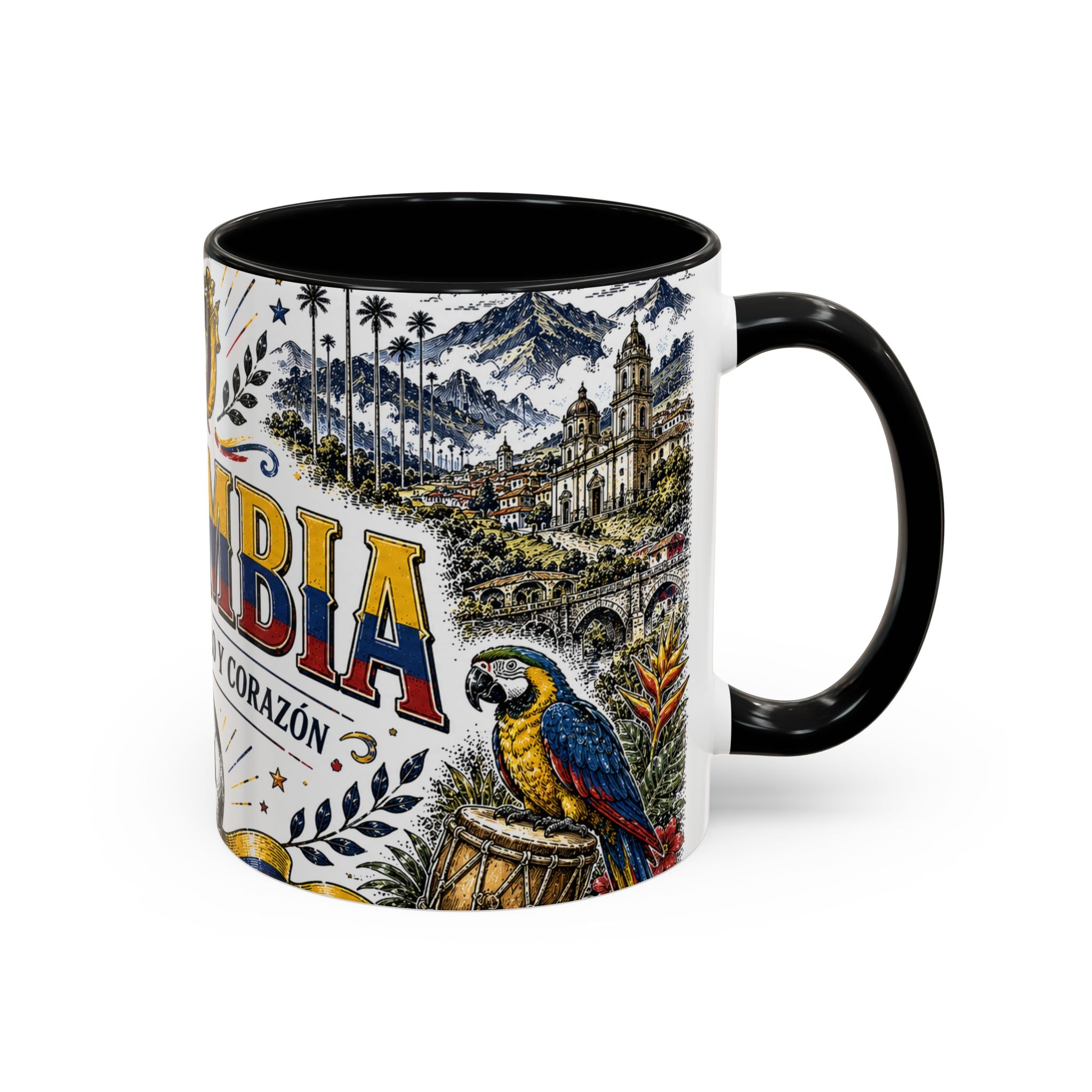 Colombia Soccer Coffee Mug | World Cup Fan Gift | Accent Color Ceramic 11oz 15oz Match Day Cup