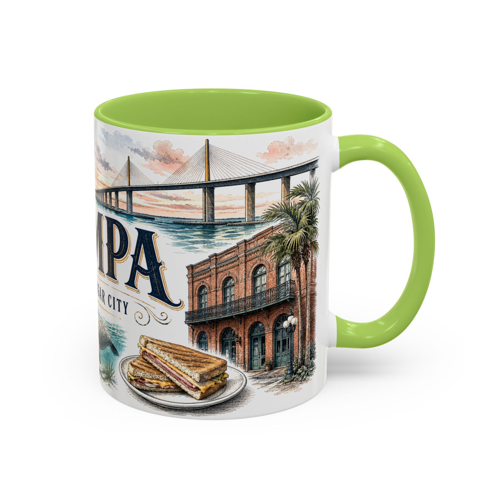 Tampa Coffee Mug | United States Travel Souvenir | Vintage Illustrated City Gift | 11 oz 15 oz Accent Mug