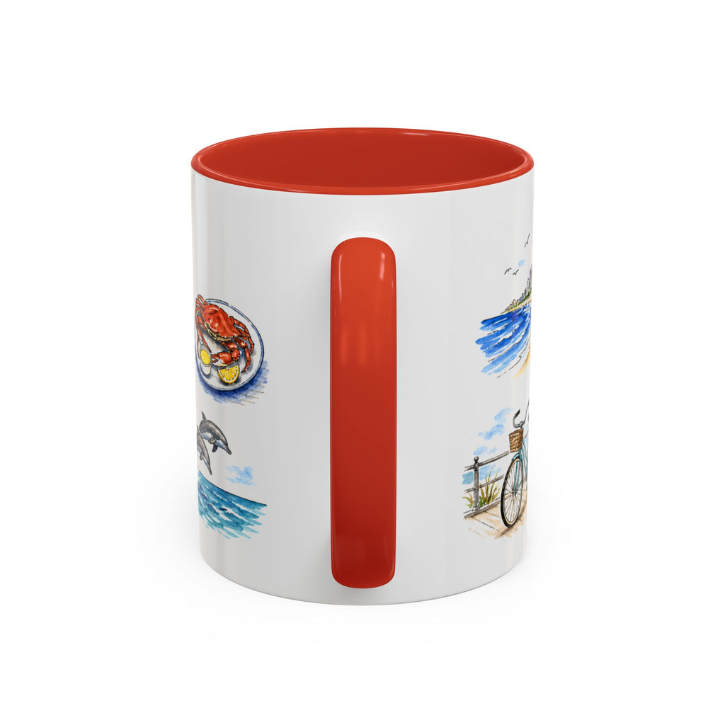 Virginia Beach Illustrated Travel Mug | City Souvenir Accent Coffee Mug | 11oz 15oz Ceramic Cup