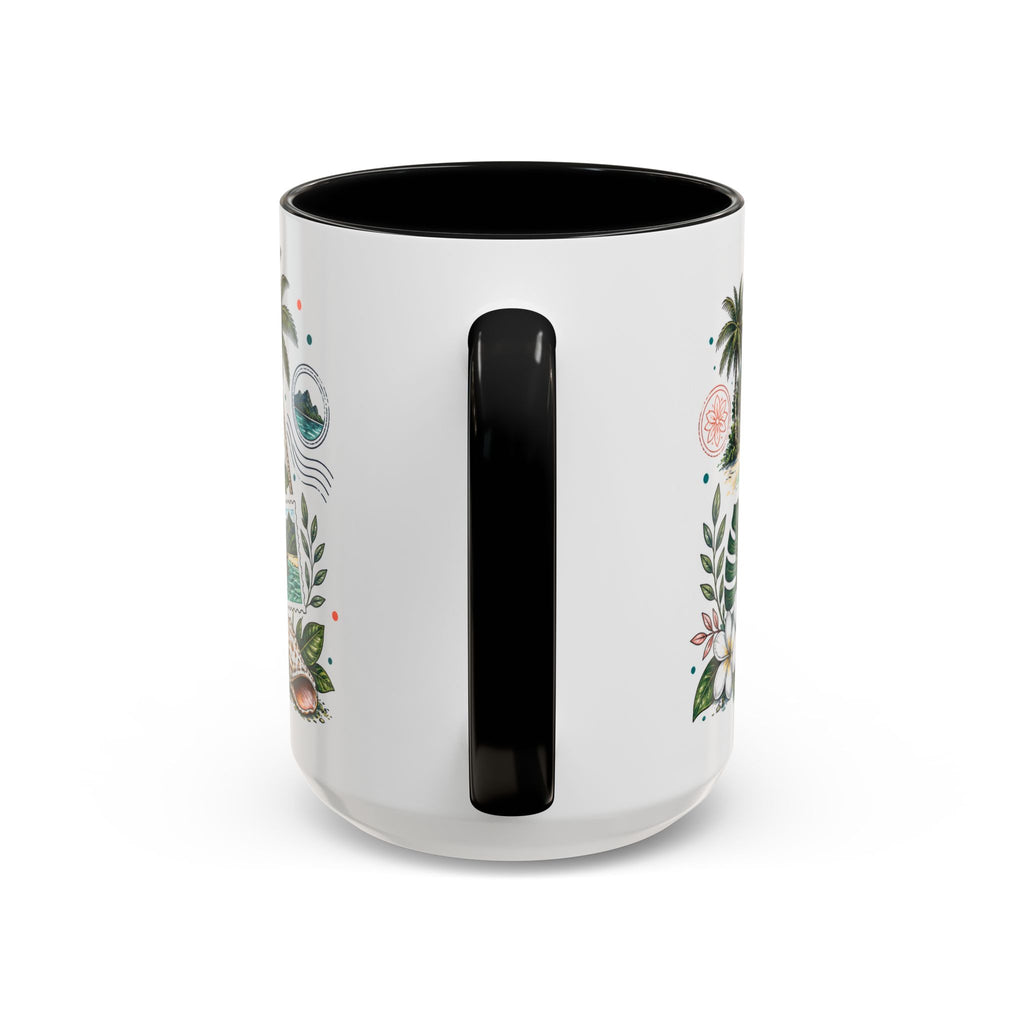 Tahiti Coffee Mug | Travel Destination Souvenir Gift | Accent Color Ceramic 11oz 15oz