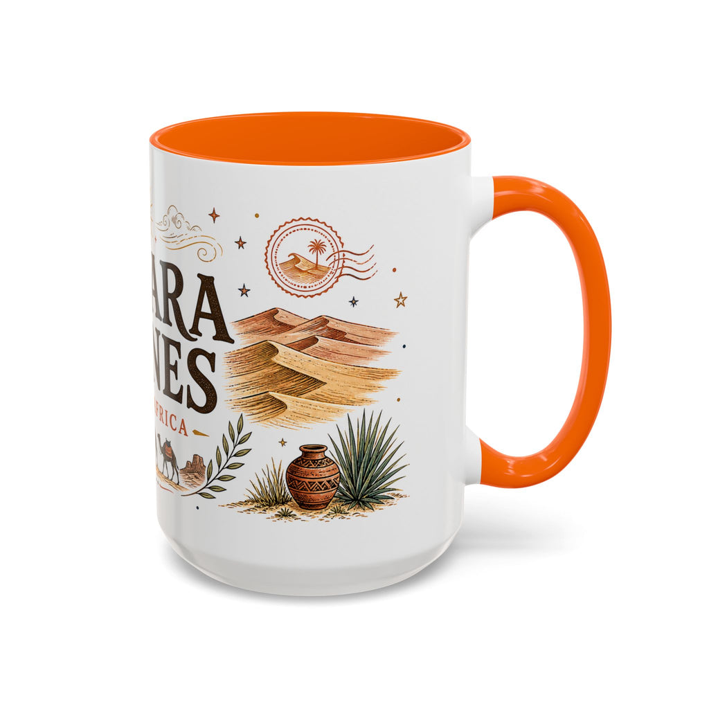 Sahara Dunes Coffee Mug | Travel Destination Souvenir Gift | Accent Color Ceramic 11oz 15oz