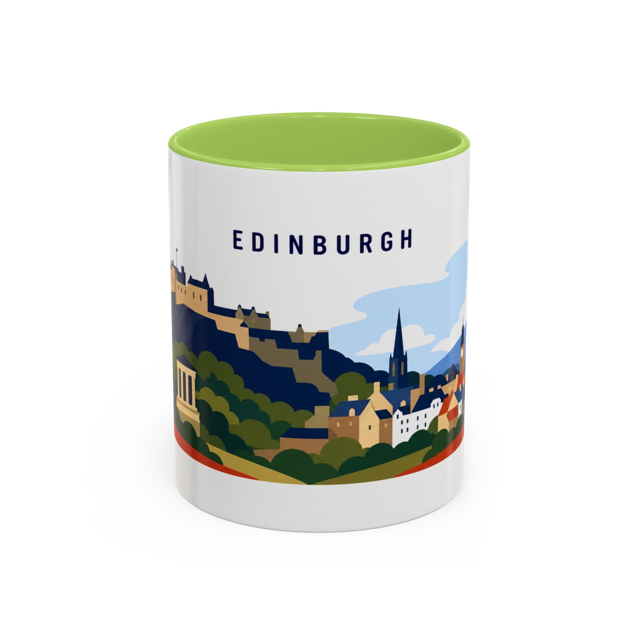 Edinburgh Coffee Mug | Travel Destination Souvenir Gift | Accent Color Ceramic 11oz 15oz