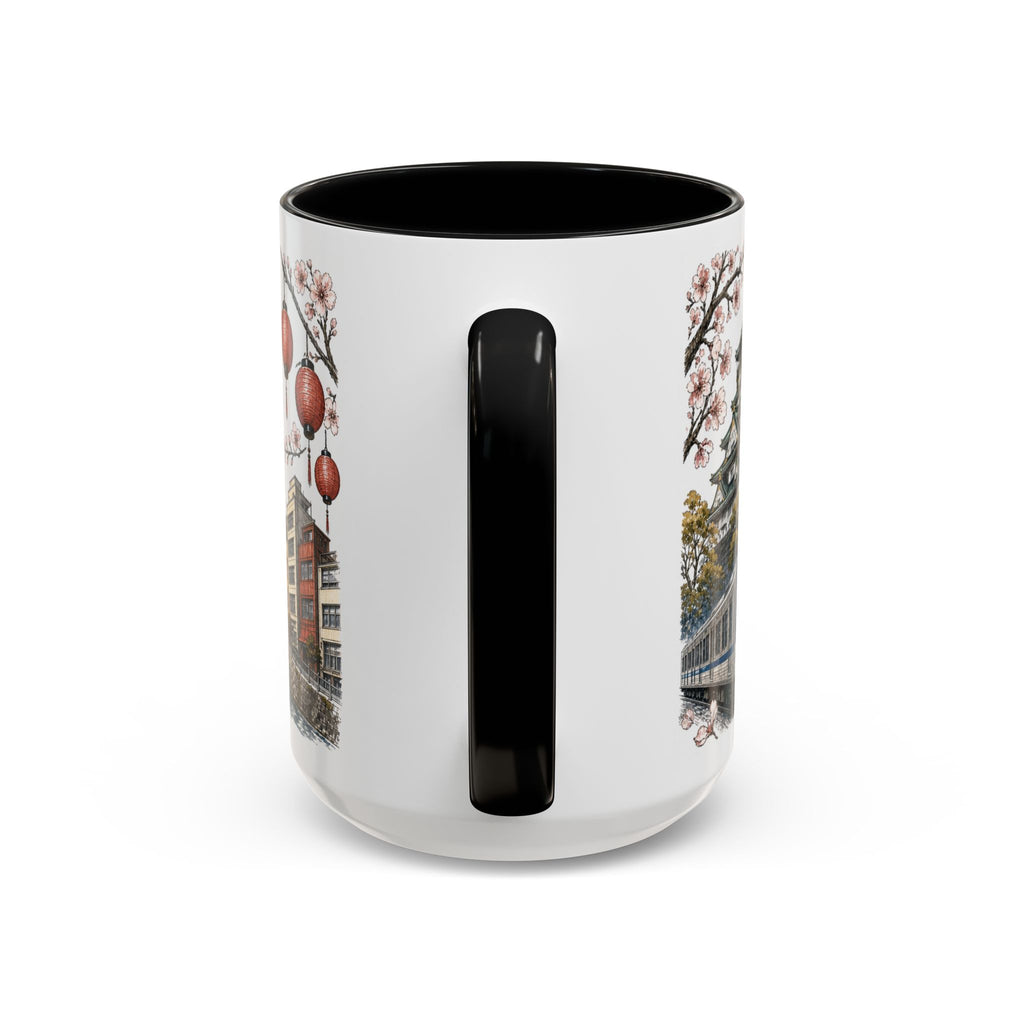 Osaka Coffee Mug | Japan Travel Souvenir | Vintage Illustrated City Gift | 11 oz 15 oz Accent Mug