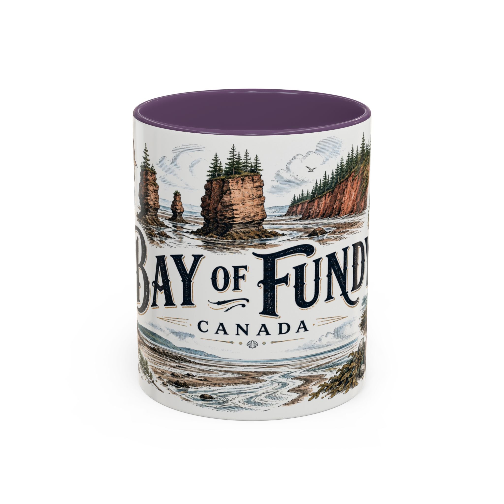 Bay of Fundy Mug, Canada Travel Souvenir, Bucket List Gift, Accent Ceramic Coffee Mug 11oz 15oz