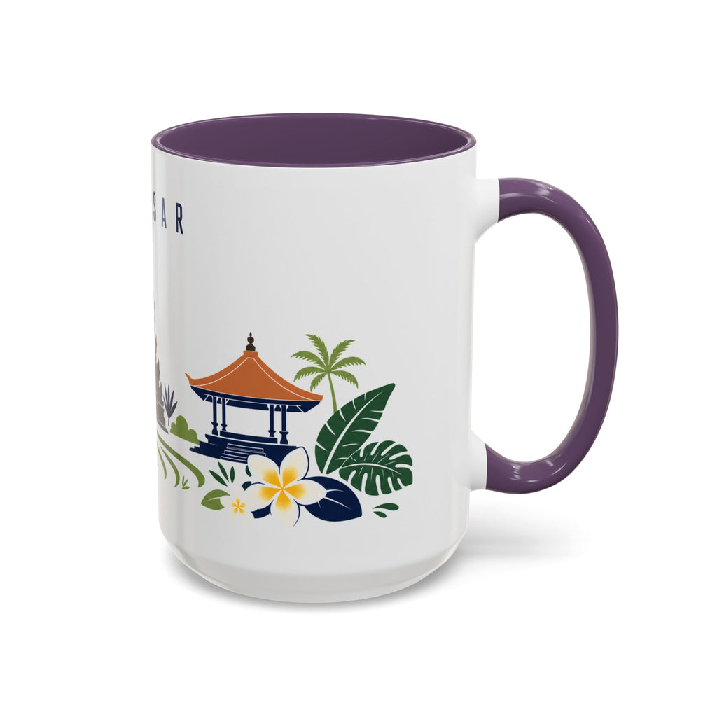 Denpasar Coffee Mug | Indonesia Travel Souvenir | Porcelain Decal City Gift | 11oz 15oz Accent Mug