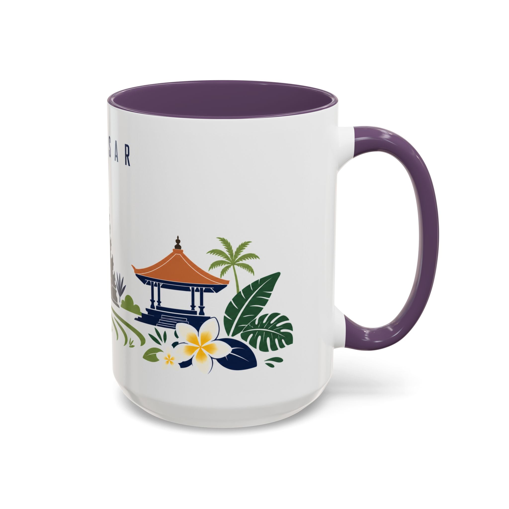 Denpasar Coffee Mug | Indonesia Travel Souvenir | Porcelain Decal City Gift | 11oz 15oz Accent Mug