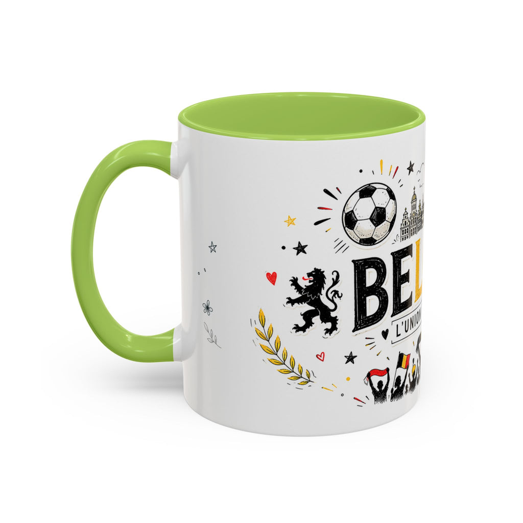 Belgium Soccer Coffee Mug | Soccer Fan Gift | Accent Color Ceramic 11oz 15oz Match Day Cup