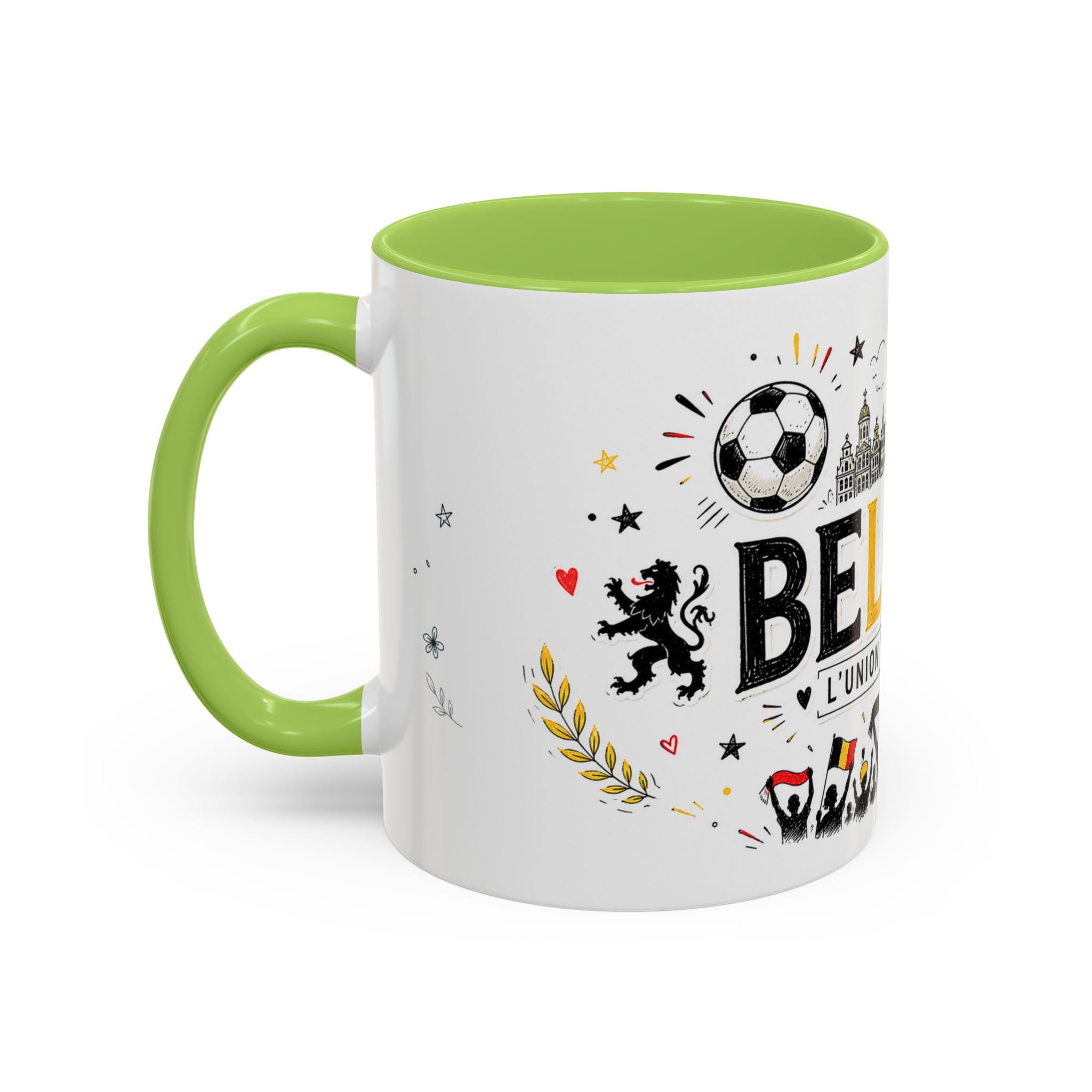 Belgium Soccer Coffee Mug | Soccer Fan Gift | Accent Color Ceramic 11oz 15oz Match Day Cup