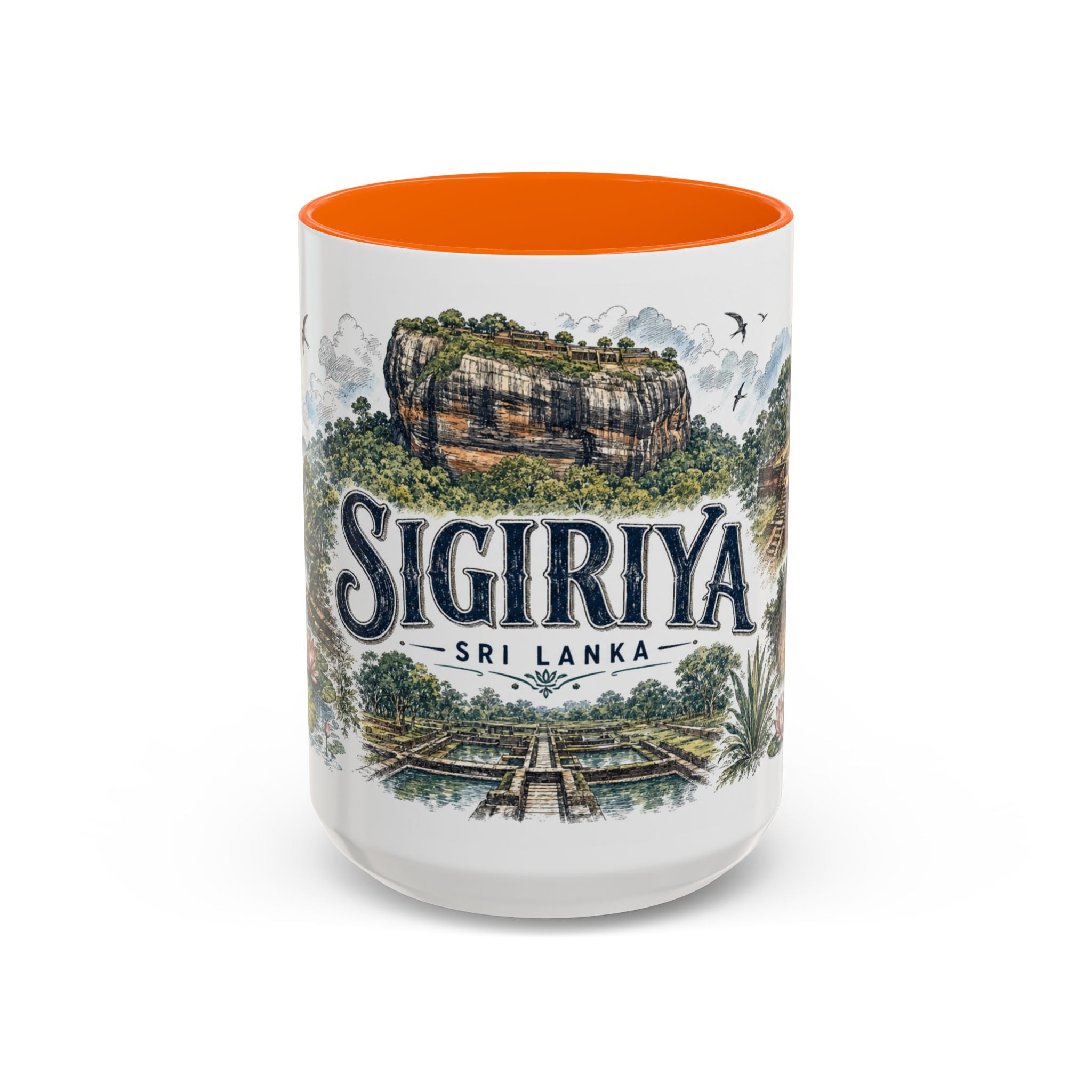 Sigiriya Mug, Sri Lanka Travel Souvenir, Bucket List Gift, Accent Ceramic Coffee Mug 11oz 15oz