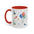 New Year Party Mug | Balloon Popper Watercolor Celebration Gift | Accent Cup 11oz 15oz