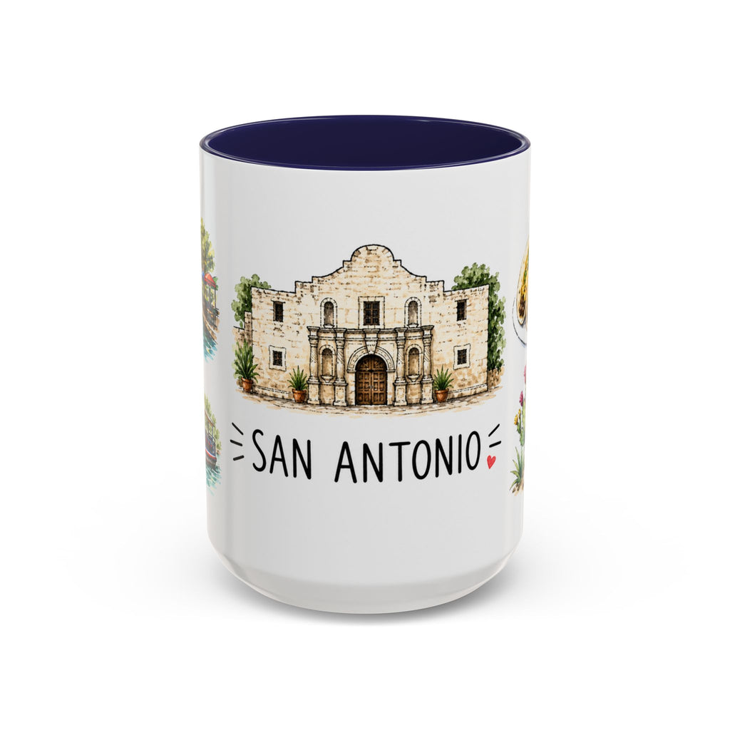 San Antonio Illustrated Travel Mug | City Souvenir Accent Coffee Mug | 11oz 15oz Ceramic Cup