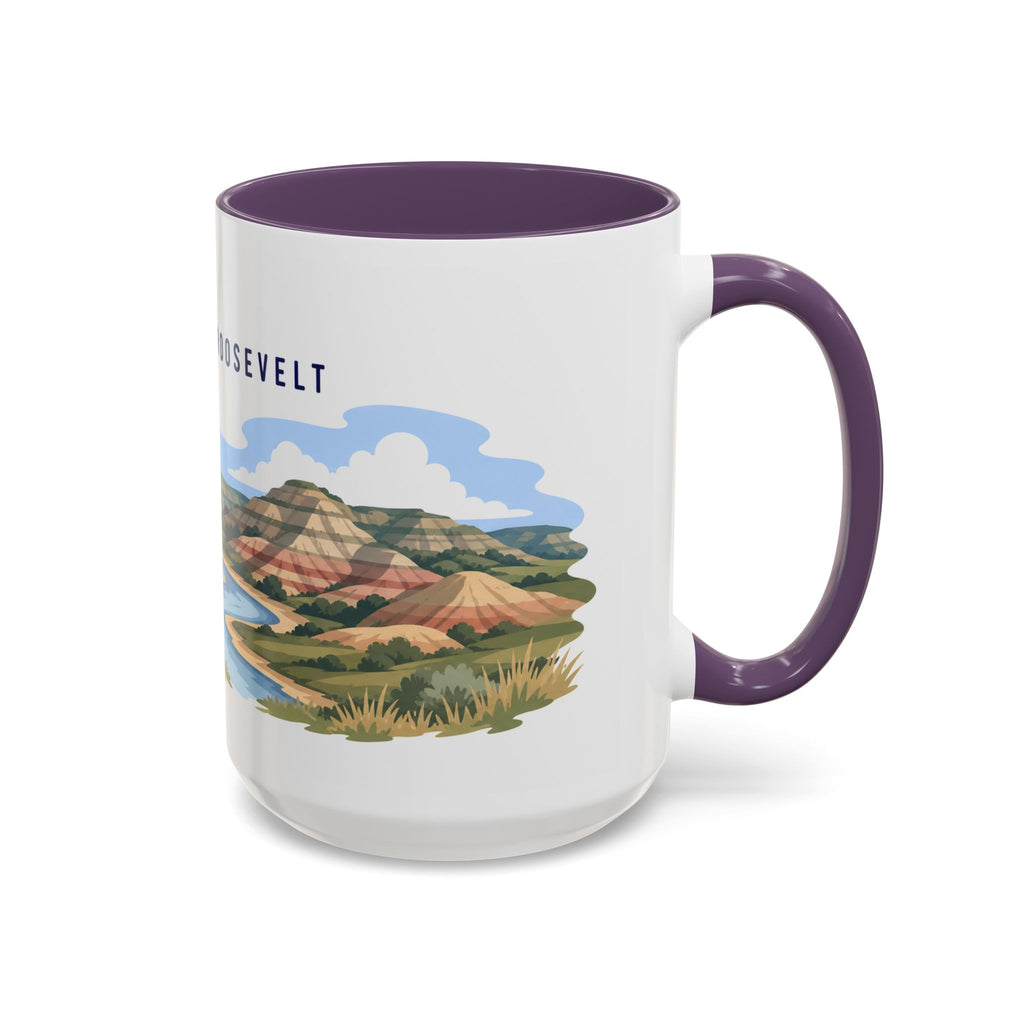 Theodore Roosevelt National Park Coffee Mug | Solid Color Block Park Souvenir | 11oz 15oz Accent Mug