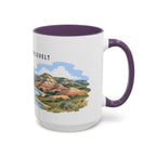 Theodore Roosevelt National Park Coffee Mug | Solid Color Block Park Souvenir | 11oz 15oz Accent Mug
