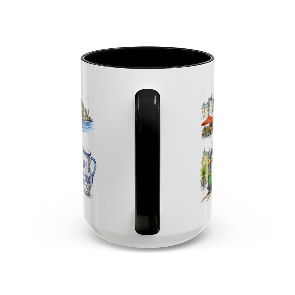 Helsinki Illustrated Travel Mug | City Souvenir Accent Coffee Mug | 11oz 15oz Ceramic Cup