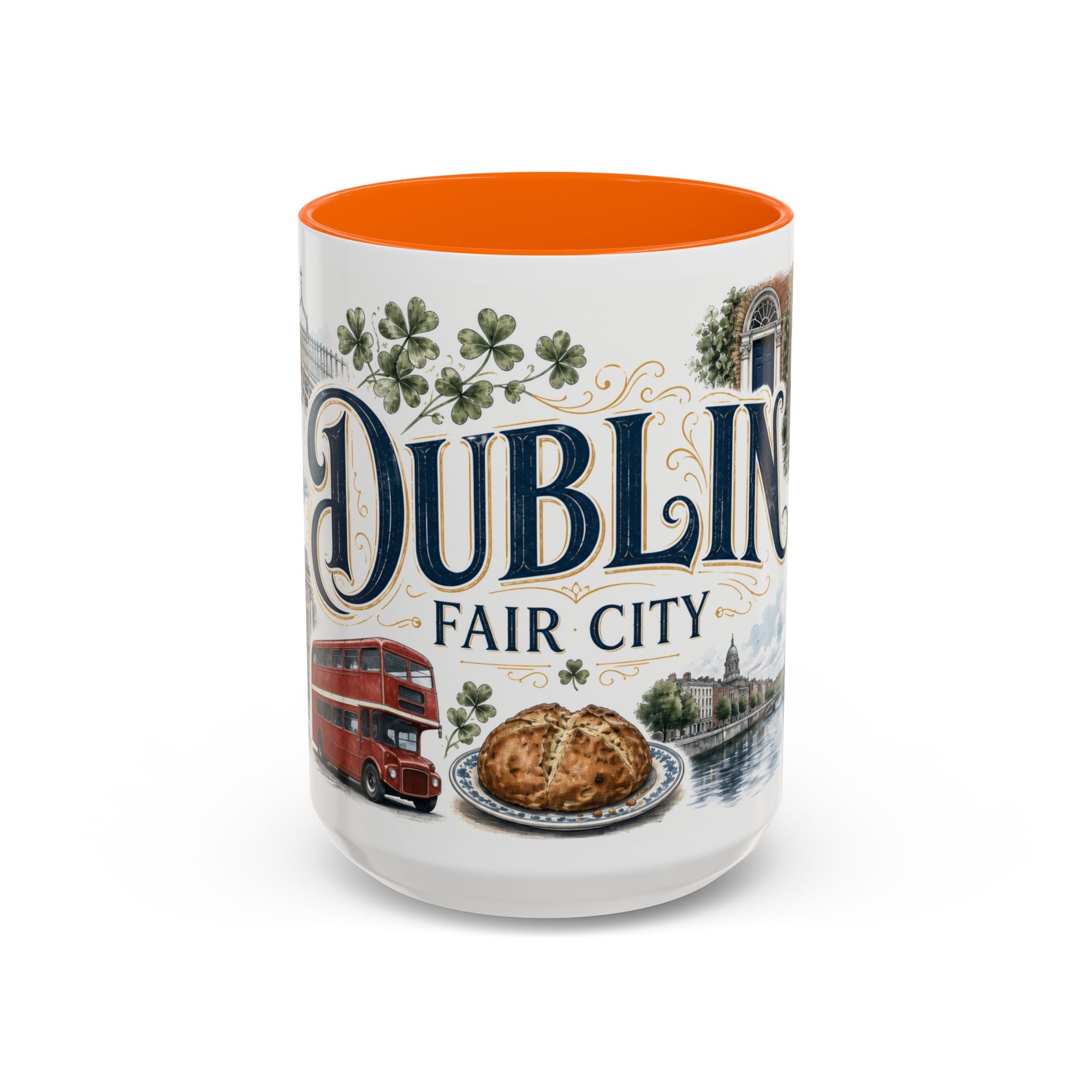 Dublin Coffee Mug | Ireland Travel Souvenir | Vintage Illustrated City Gift | 11 oz 15 oz Accent Mug