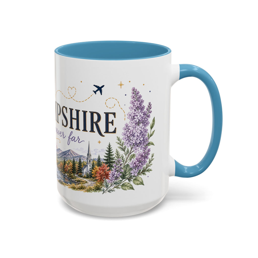 New Hampshire State Map Mug | Botanical Accents, Mountain Landscape Coffee Cup
