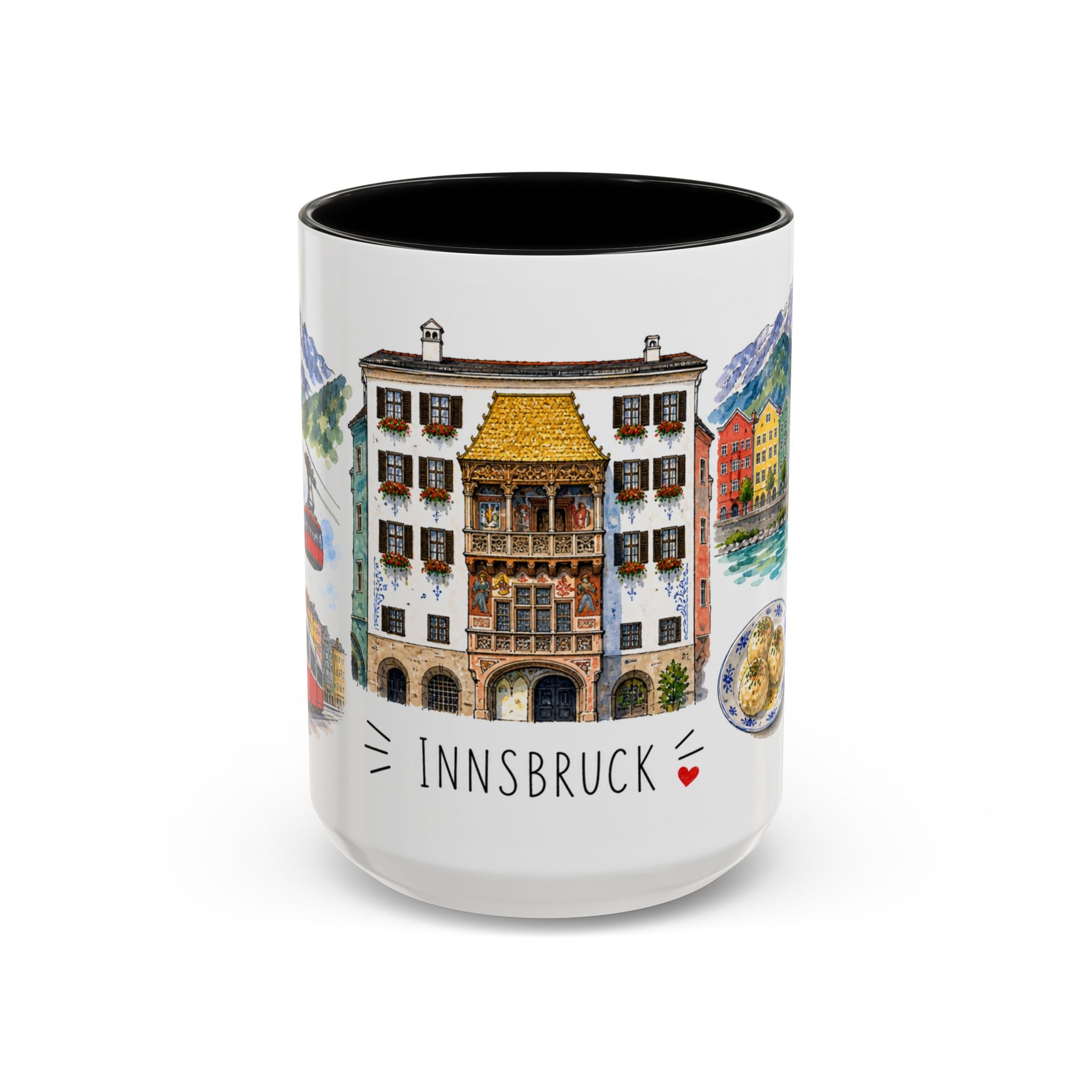 Innsbruck Illustrated Travel Mug | City Souvenir Accent Coffee Mug | 11oz 15oz Ceramic Cup