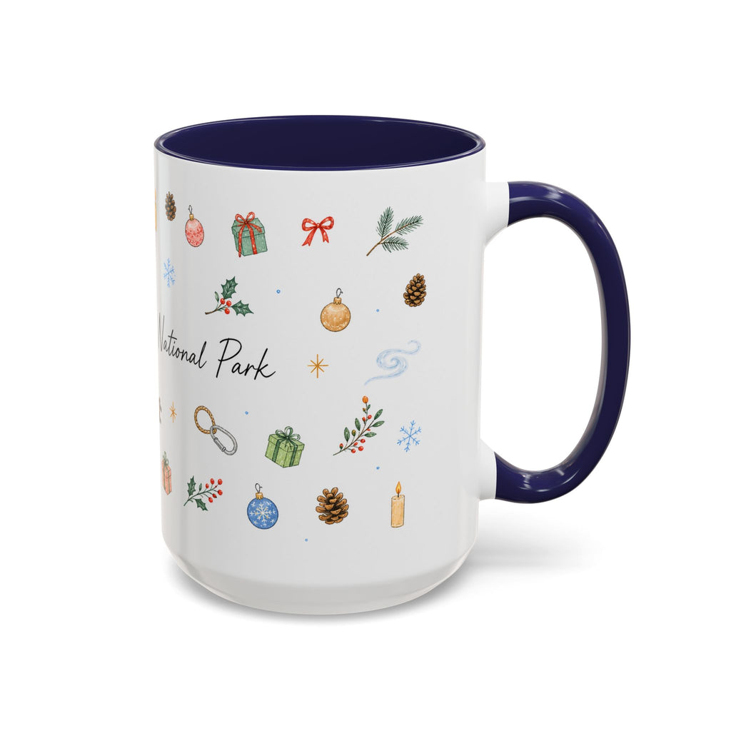 New River Gorge National Park Christmas Mug | Watercolor Travel Souvenir | Holiday Gift | Accent Ceramic Coffee Cup 11oz 15oz