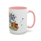 Retirement Plan Coffee And Adventures Mug | Travel Retirement Gift | Accent Color Ceramic 11oz 15oz