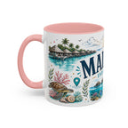 Maldives Coffee Mug | Travel Destination Souvenir Gift | Accent Color Ceramic 11oz 15oz