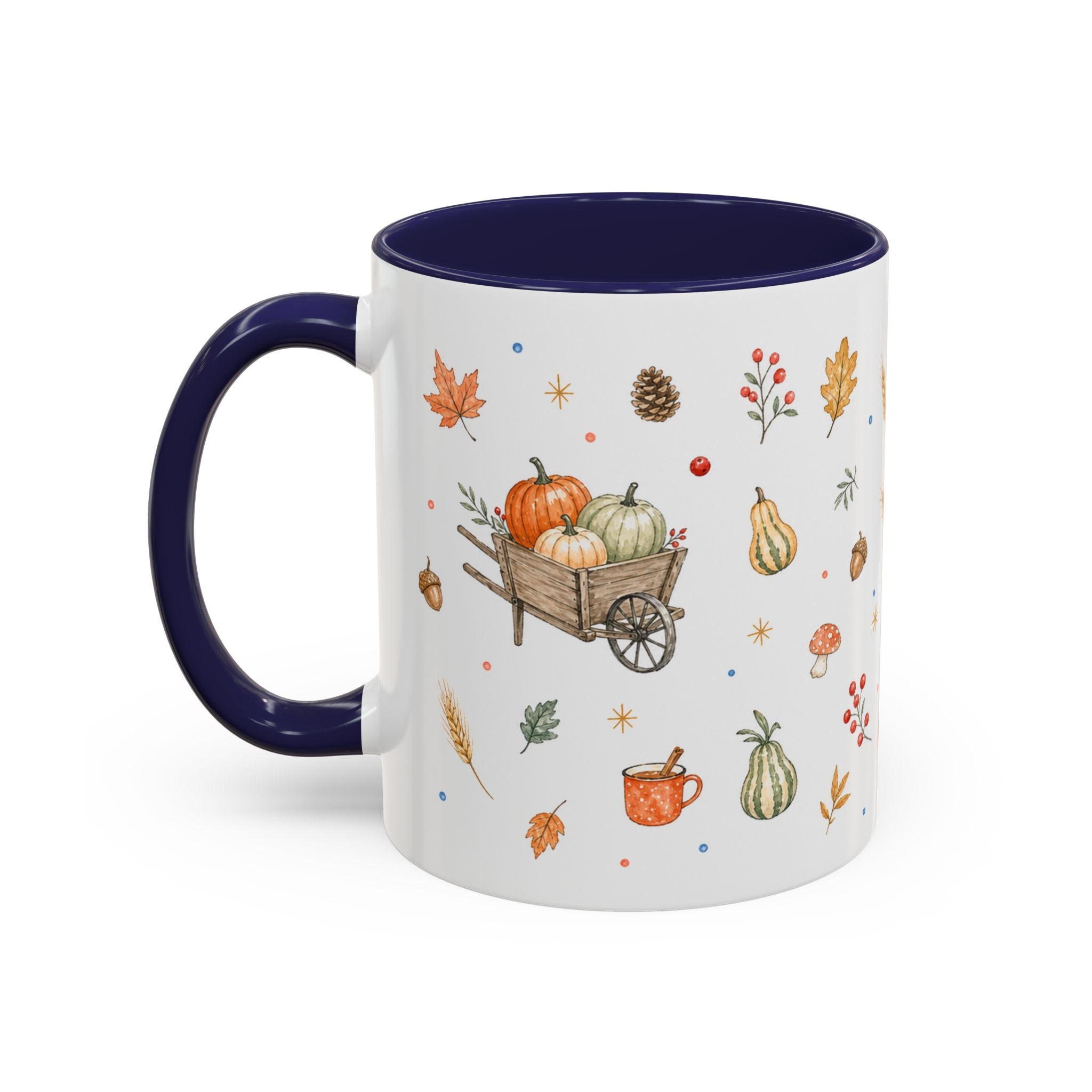 Thanksgiving Mug | Country Harvest Watercolor Gift | Pumpkin Scarecrow Accent Cup 11oz 15oz
