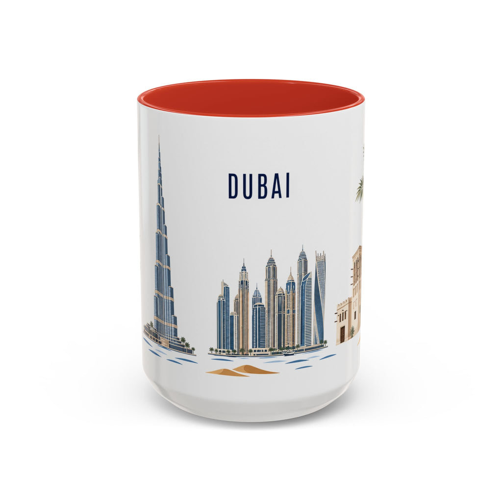 Dubai Coffee Mug | United Arab Emirates Travel Souvenir | Porcelain Decal City Gift | 11oz 15oz Accent Mug