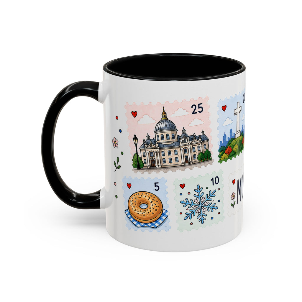 Montreal Coffee Mug | Postage Stamp Collage Mug | Travel Souvenir Accent Cup 11oz 15oz