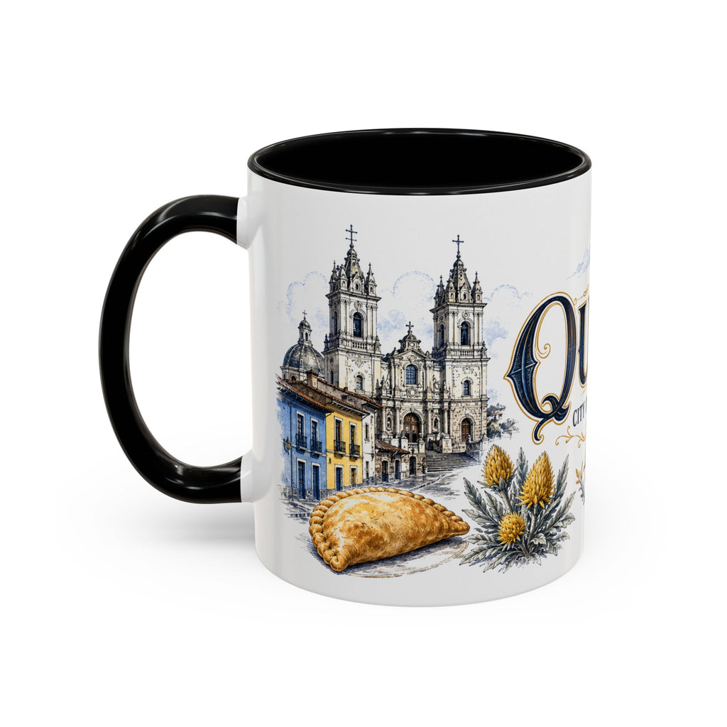 Quito Coffee Mug | Ecuador Travel Souvenir | Vintage Illustrated City Gift | 11 oz 15 oz Accent Mug