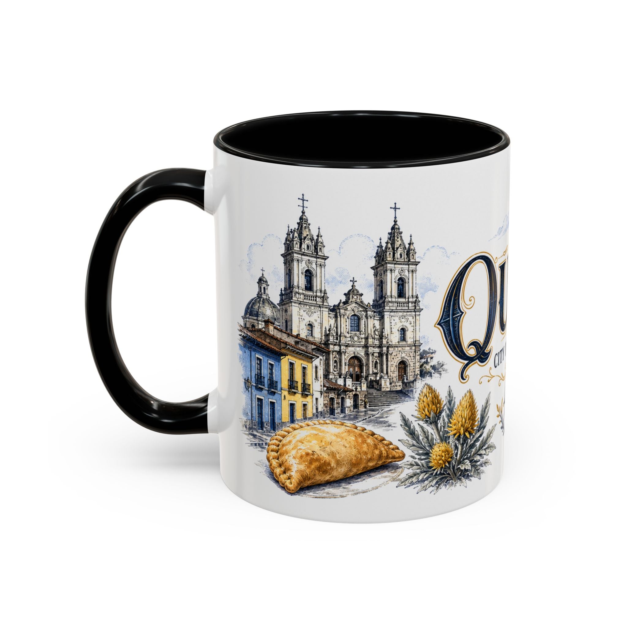 Quito Coffee Mug | Ecuador Travel Souvenir | Vintage Illustrated City Gift | 11 oz 15 oz Accent Mug