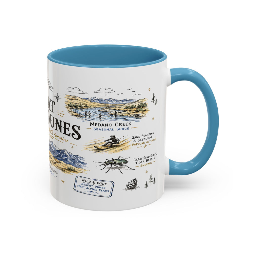 Great Sand Dunes National Park Coffee Mug | Colorado Desert Mountain Dunes Gift | Accent Color Ceramic 11oz 15oz