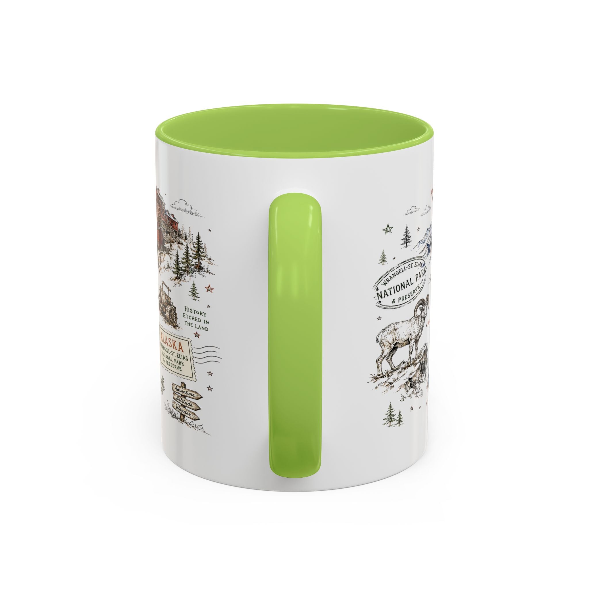 Wrangell-St. Elias National Park Coffee Mug | Alaska Wilderness Climbing Gift | Accent Color Ceramic 11oz 15oz