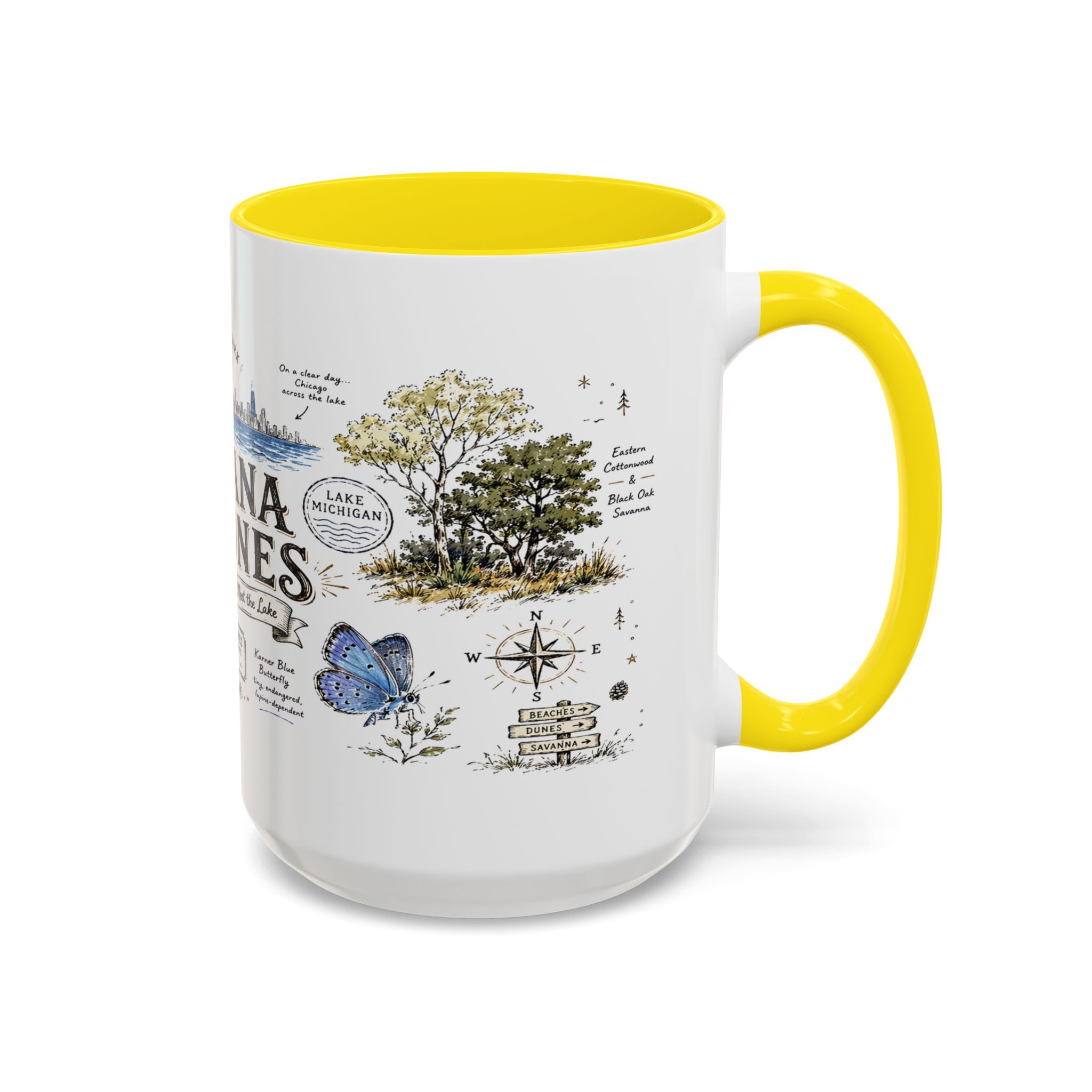 Indiana Dunes National Park Coffee Mug | Indiana Lake Michigan Beach Gift | Accent Color Ceramic 11oz 15oz