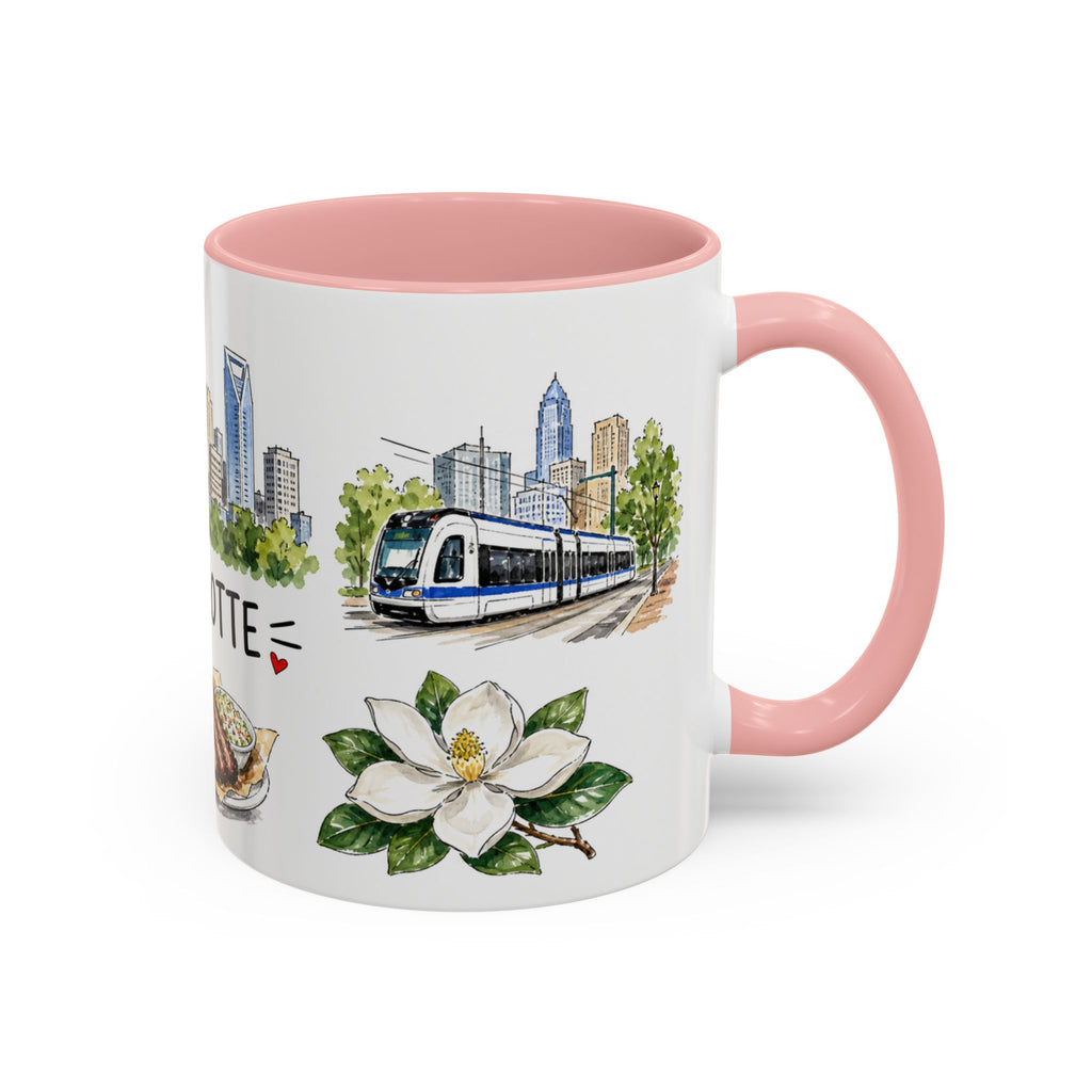 Charlotte Illustrated Travel Mug | City Souvenir Accent Coffee Mug | 11oz 15oz Ceramic Cup