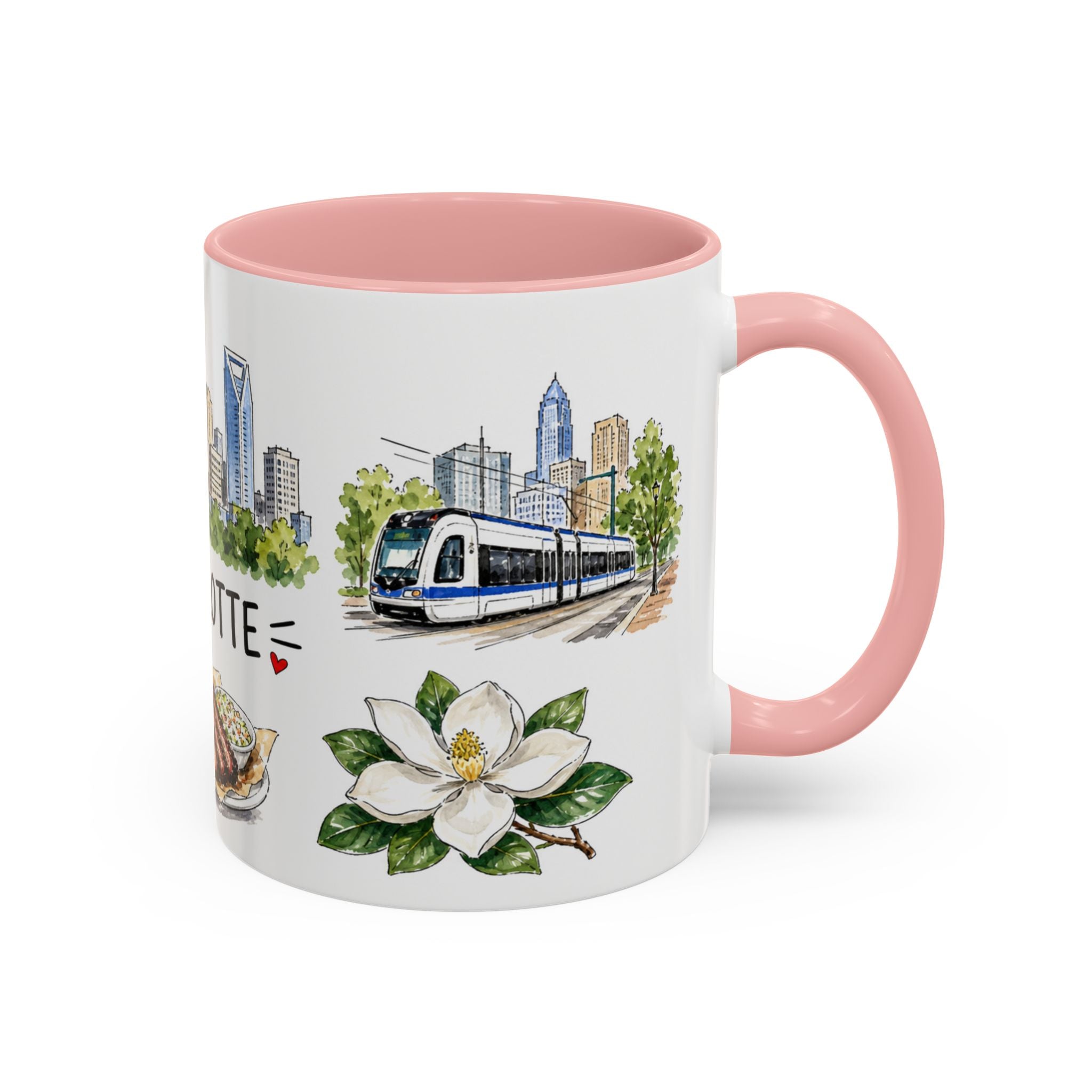 Charlotte Illustrated Travel Mug | City Souvenir Accent Coffee Mug | 11oz 15oz Ceramic Cup