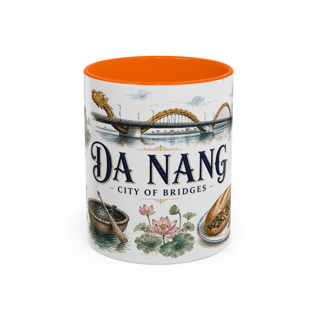 Da Nang Coffee Mug | Vietnam Travel Souvenir | Vintage Illustrated City Gift | 11 oz 15 oz Accent Mug