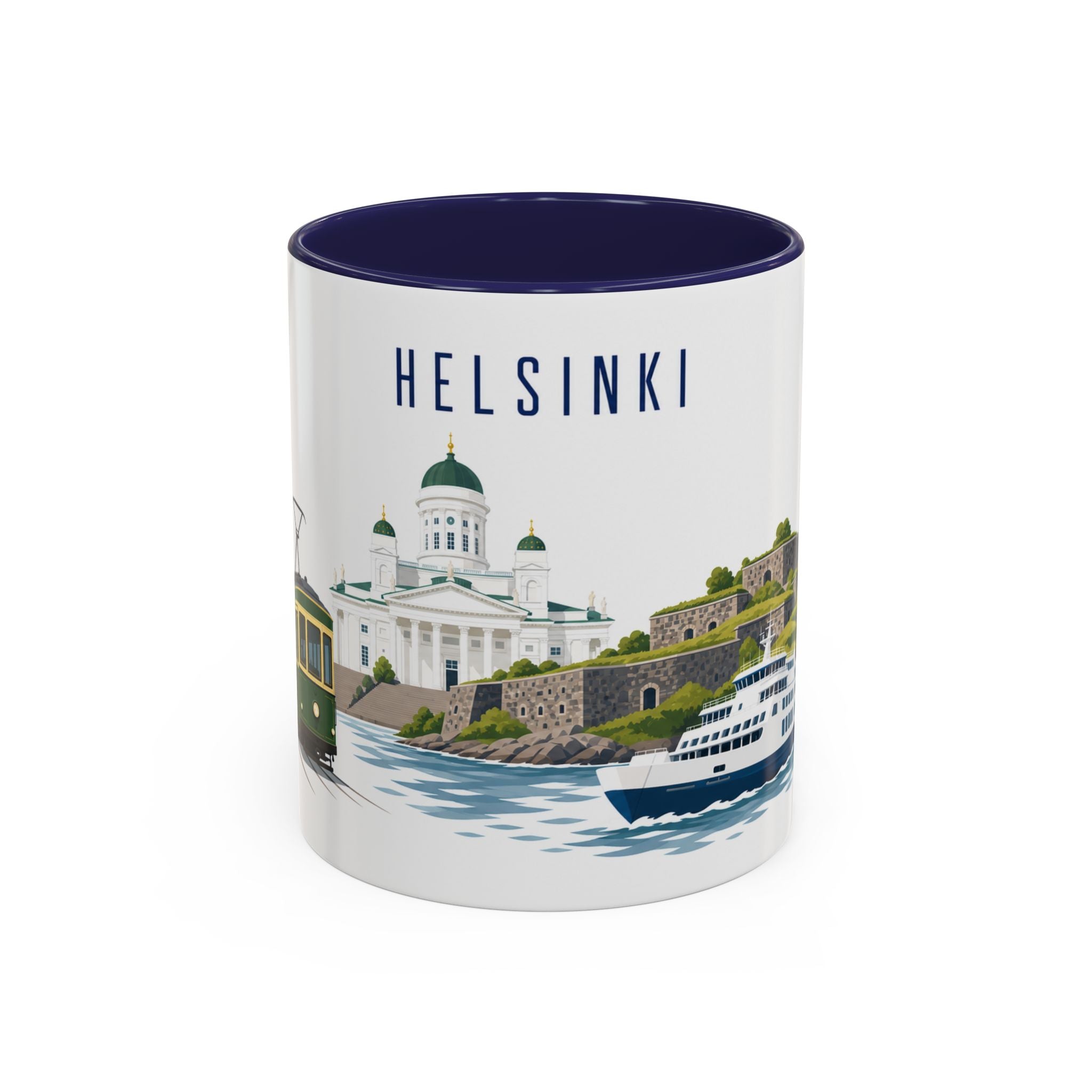 Helsinki Coffee Mug | Finland Travel Souvenir | Porcelain Decal City Gift | 11oz 15oz Accent Mug
